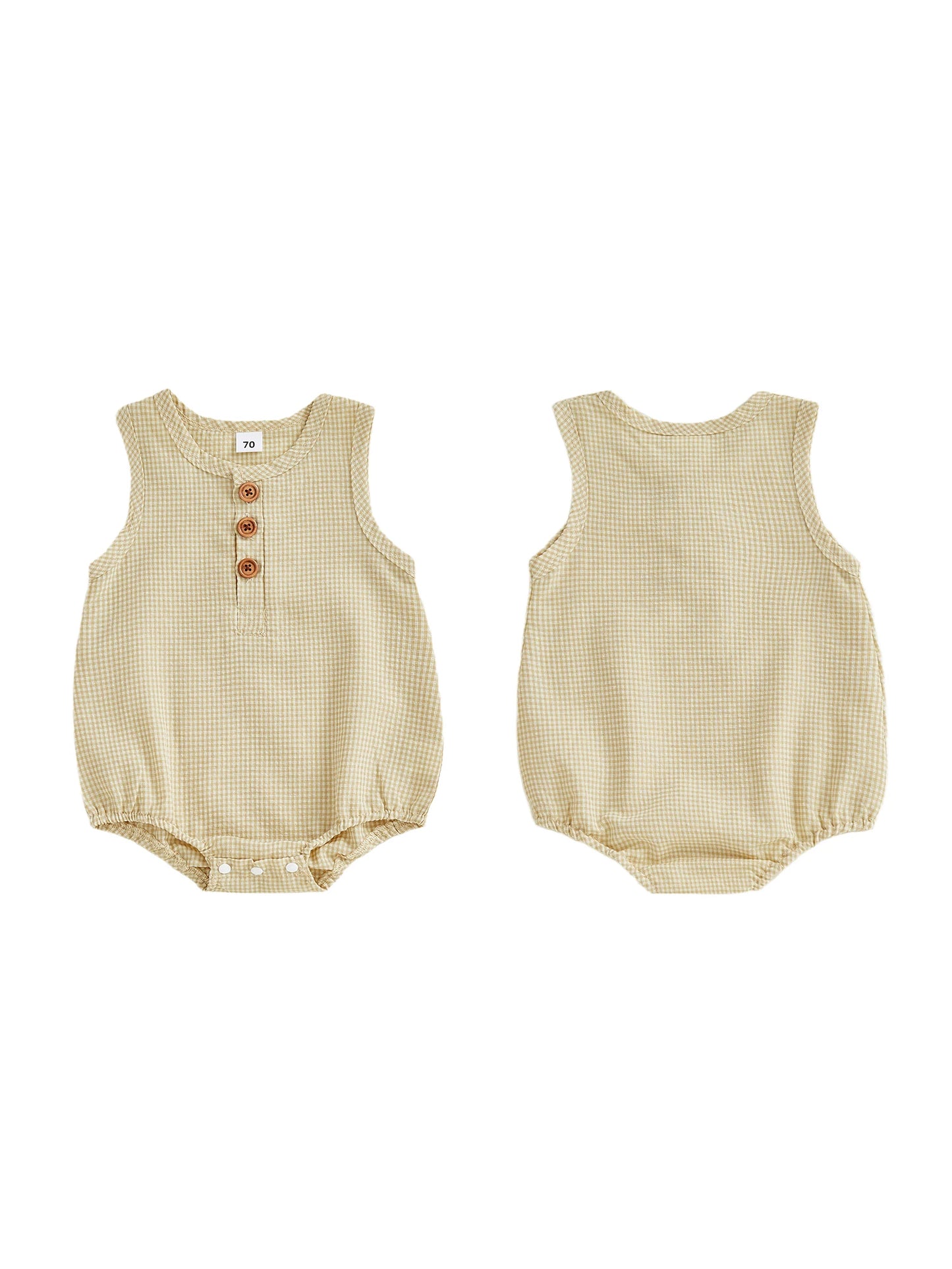 Baby Toddler Boys Girls Summer Romper Fashionable Tank Crew Neck Sleeveless Buttons Down Jumpsuit