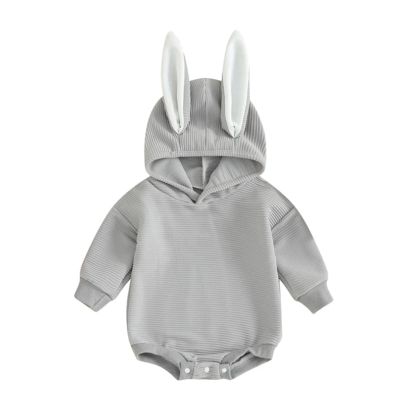 Baby Boy/Girl Grey Hooded Splicing Long-sleeve Jumpsuit