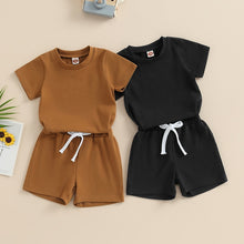Load image into Gallery viewer, Toddler Baby Boys 2PCS Shorts Sets Short Sleeve Crewneck Tops and Drawstring Shorts Outfit
