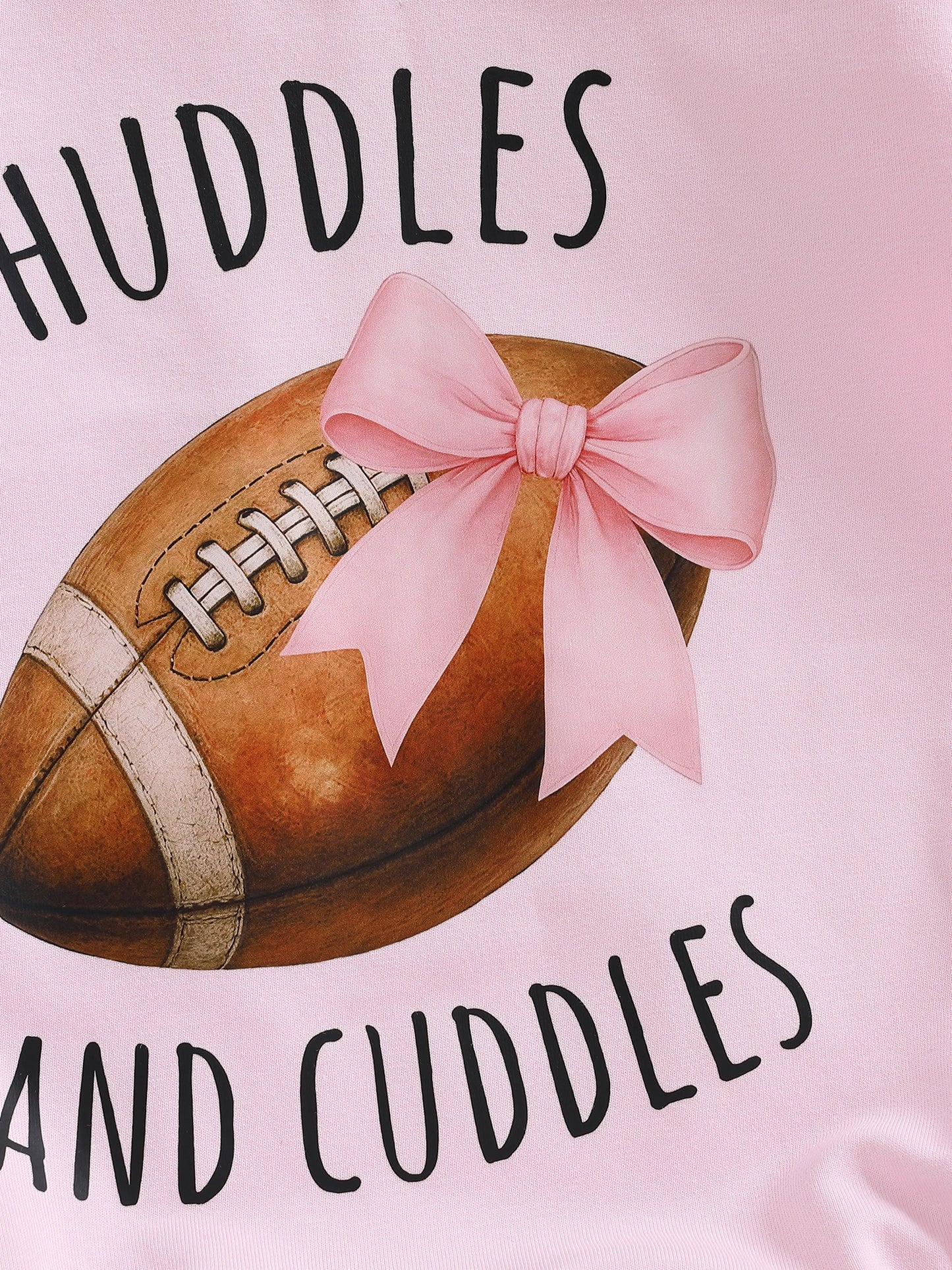 Baby Girl Huddles and Cuddles Bubble Romper Long Sleeve Crew Neck Bow Football Print Bodysuit Clothes