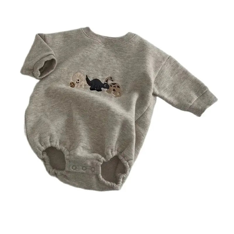 Dinosaur Embroidery Sweater Bodysuit Romper