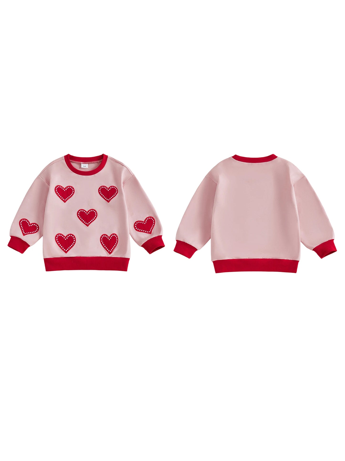 Toddler Girl Valentine s Day Autumn Long Sleeve Crew Neck Heart Print Pullover Top
