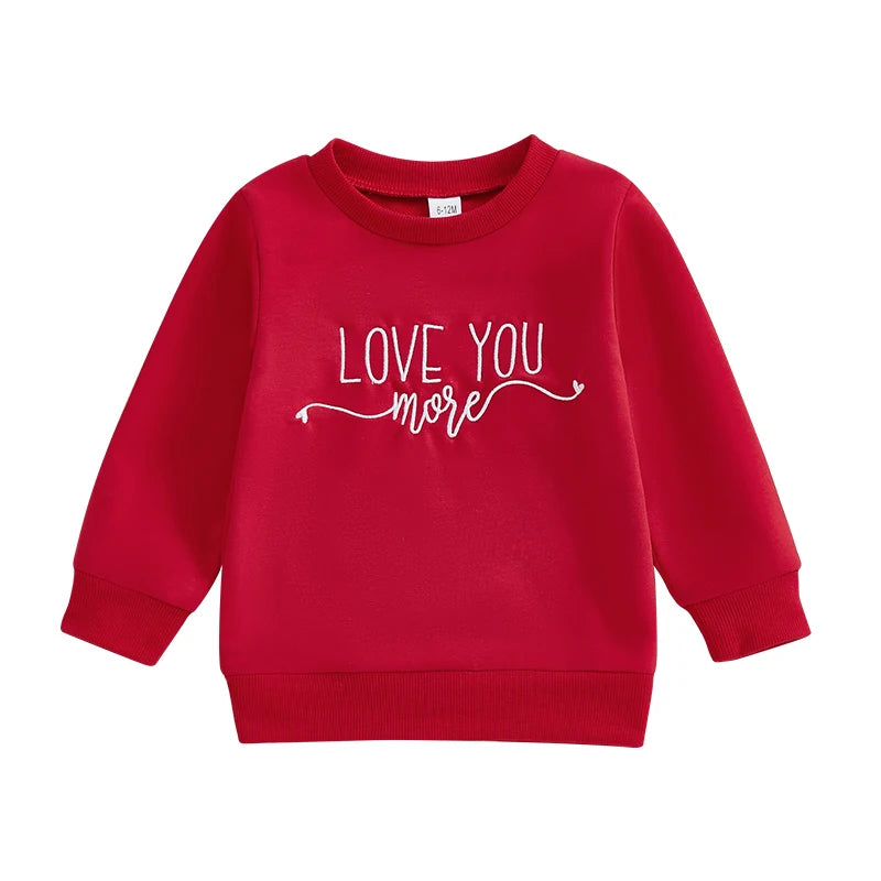 Baby Toddler Girls Boys Love You More / Candy Hearts Valentine's Day Letter Heart Long Sleeve Round Neck Valentines Tops