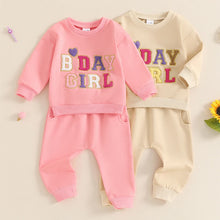 Load image into Gallery viewer, Baby Toddler Kids Girls 2Pcs Birthday Girl Outfit Long Sleeve Letter Embroidery Pullover + Pants Set
