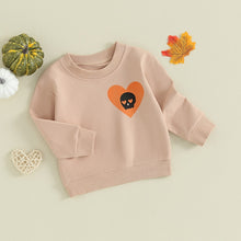 Load image into Gallery viewer, Baby Toddler Kids Girl Halloween Skull Heart Print Eat Your Heart Out Letters Long Sleeve Pullovers Crew Neck Top
