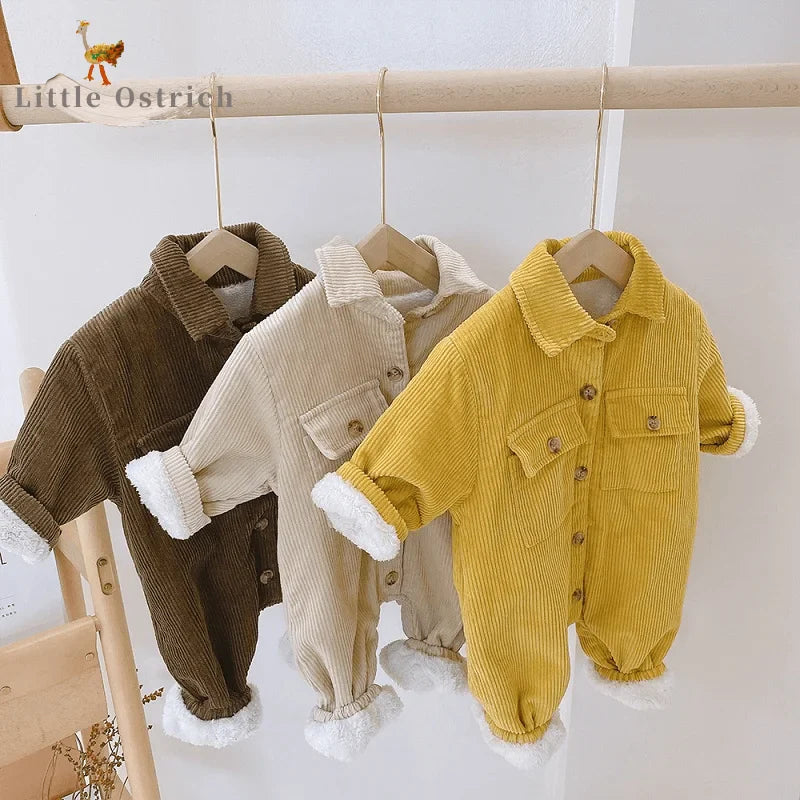 Fur Lining Corduroy Jumpsuit Romper