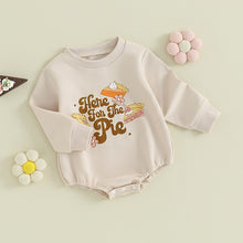 Load image into Gallery viewer, Baby Girls Romper Thanksgiving Here For The Pie Letter Pie Flower Print Long Sleeve Jumpsuits
