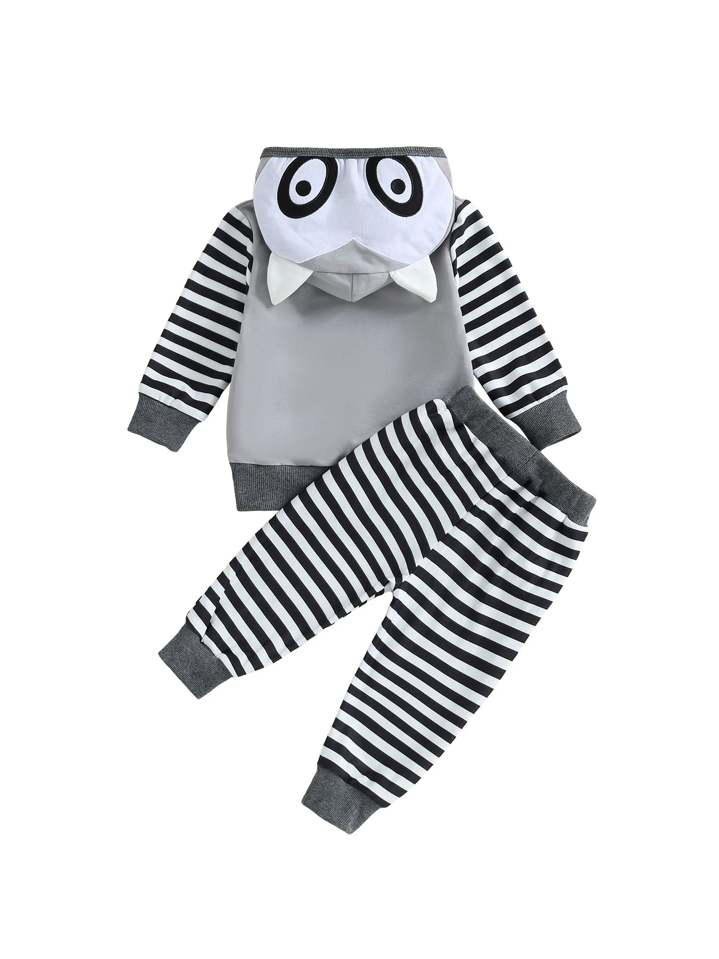 Baby Toddler Boy 2Pcs Fall Outfits Long Sleeve Animal Dinosaur Lemur Hoodies + Elastic Waist Stripe Pants 2Pcs Jogger Set