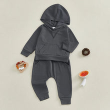 Load image into Gallery viewer, Baby Toddler Boys Girls Fall Outfit Ribbed Long Sleeve Hooded Top and Elastic Waist Pants Jogger Set
