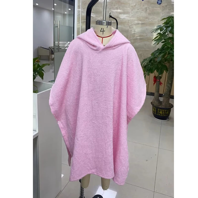 Toddler Kids Boys Girls Hooded Beach Swim Poncho Towels Solid Color Loose Fit Beach Robe Cover-up for Summer