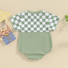 Load image into Gallery viewer, Baby Boys Summer Romper Short Sleeve Crew Neck Checkerboard Print Casual Jumpsuit
