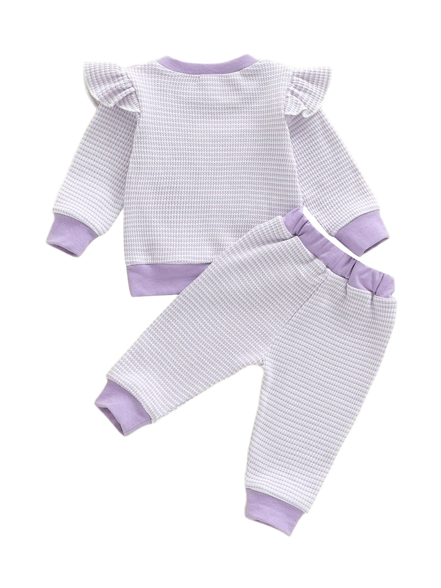 Baby Toddler Girl 2Pcs Auntie's Little Bestie Outfits Long Sleeve Letter Top Elastic Waist Pants Set Clothes