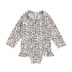 Long Sleeve Printed Ruffle Swimsuit