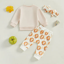 Load image into Gallery viewer, Baby Toddler Girls 3Pcs Gobble Til You Wobble Thanksgiving Outfit Letter Print Long Sleeve Top and Turkey Elastic Pants Headband Set
