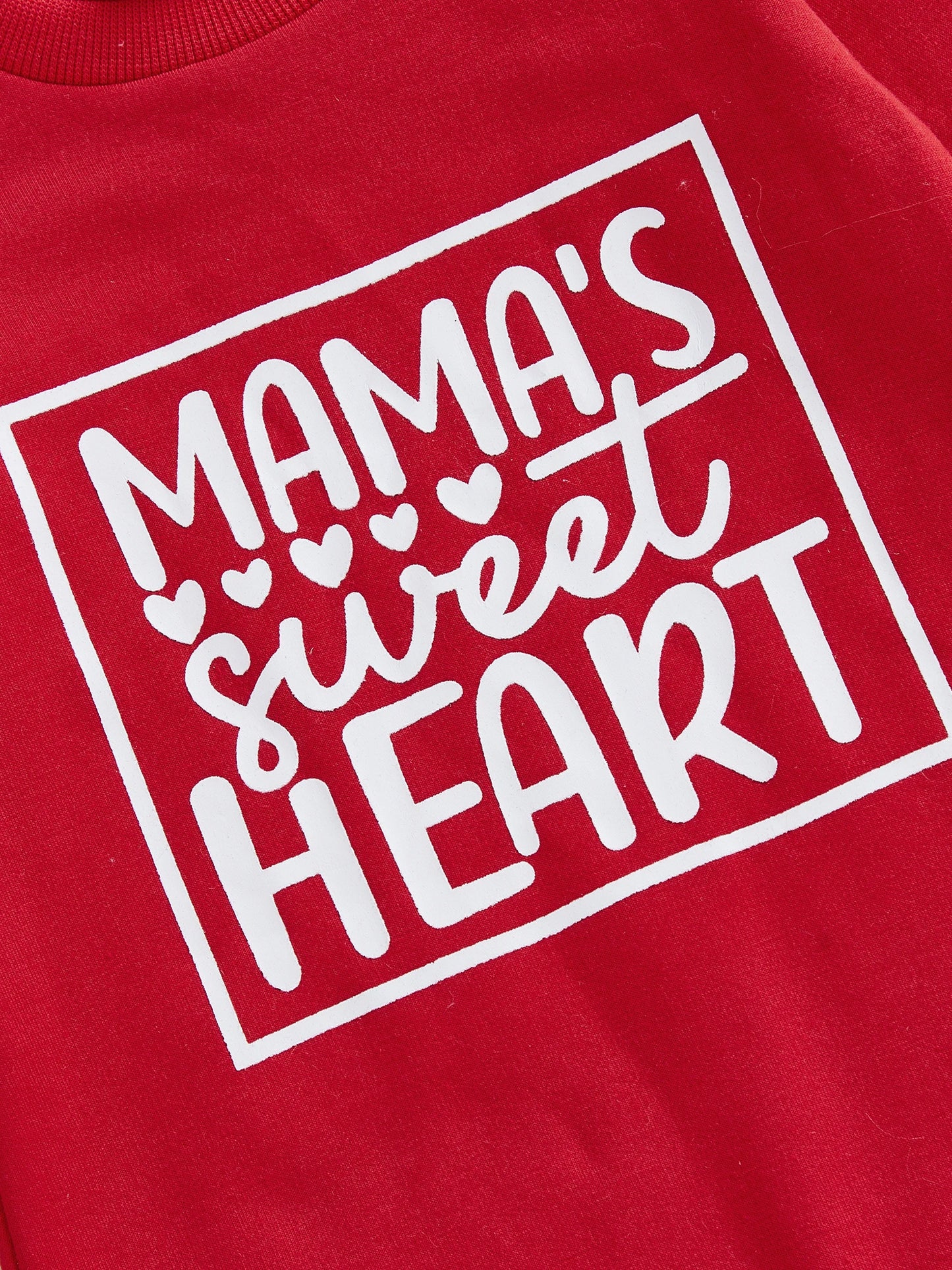 Baby Boy Girl Mama's Sweet Heart Valentine's Day Romper Crew Neck Long Sleeve Letters Heart Print Jumpsuit