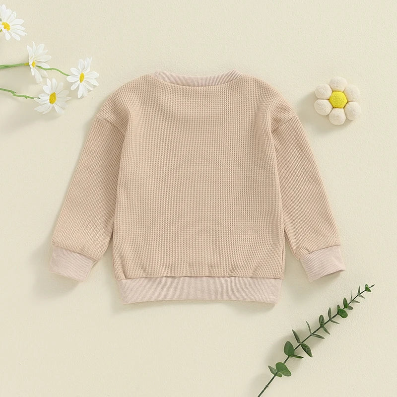 Toddler Kids Girls Big Sister Autumn Long Sleeve Crewneck Letter Flower Print Loose Fit Pullover Top