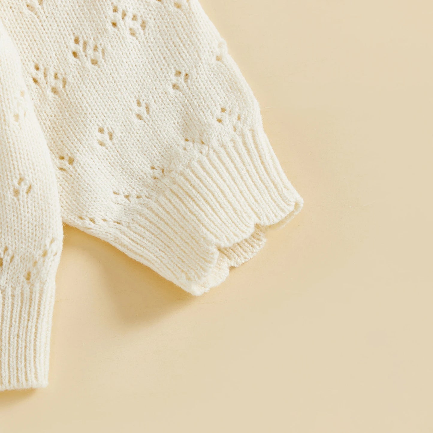 Baby Toddler Girl Knit Cardigan Solid Color Long Sleeve Crew Neck Button Down Lightweight Sweater