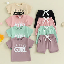 Load image into Gallery viewer, Toddler Baby Girl 2Pcs Daddy&#39;s Girl Short Sleeve Letter Print Top and Stretch Shorts Summer Spring Set Outfit
