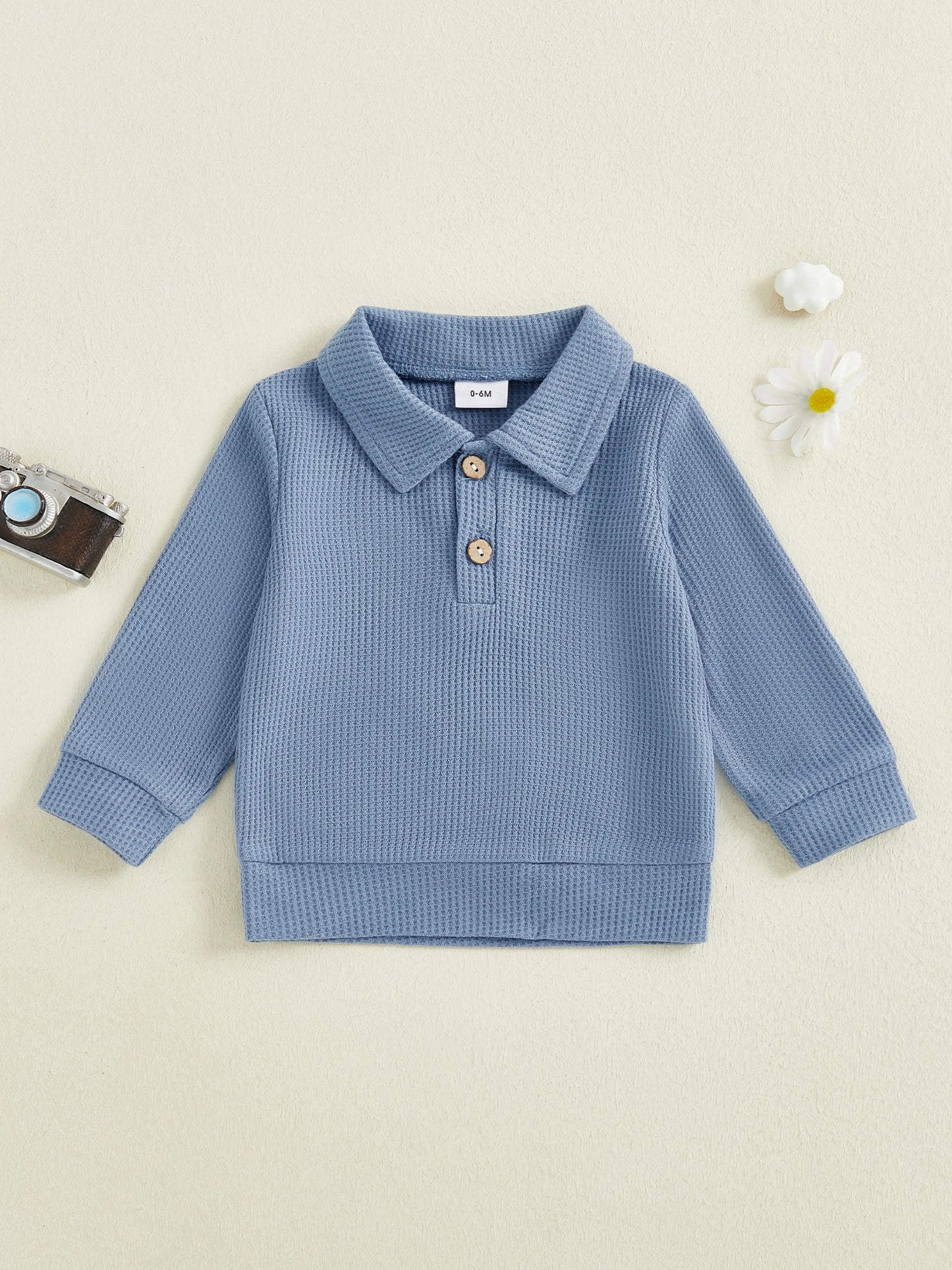 Baby Toddler Boys Autumn Casual Tops Long Sleeve Turn Down Collar Button Up Solid Color Shirt