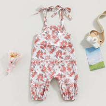 Load image into Gallery viewer, Baby Girls Jumpsuit Tie-up Spaghetti Straps Flower Print Summer Pants Romper
