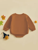 Baby Girls Boys Bubble Romper Long Sleeve Crew Neck Cat Print Fall Halloween Casual Bodysuit Clothes