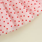 Baby Toddler Girl Valentine’s Day Dress Heart Print Short Puff Sleeve Tulle Princess