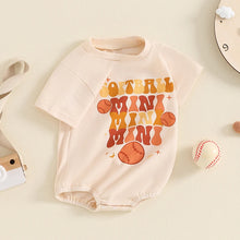 Load image into Gallery viewer, Baby Boys Girls Softball Mini Letter Baseball Print Romper Short Sleeve Round Neck Jumpsuit
