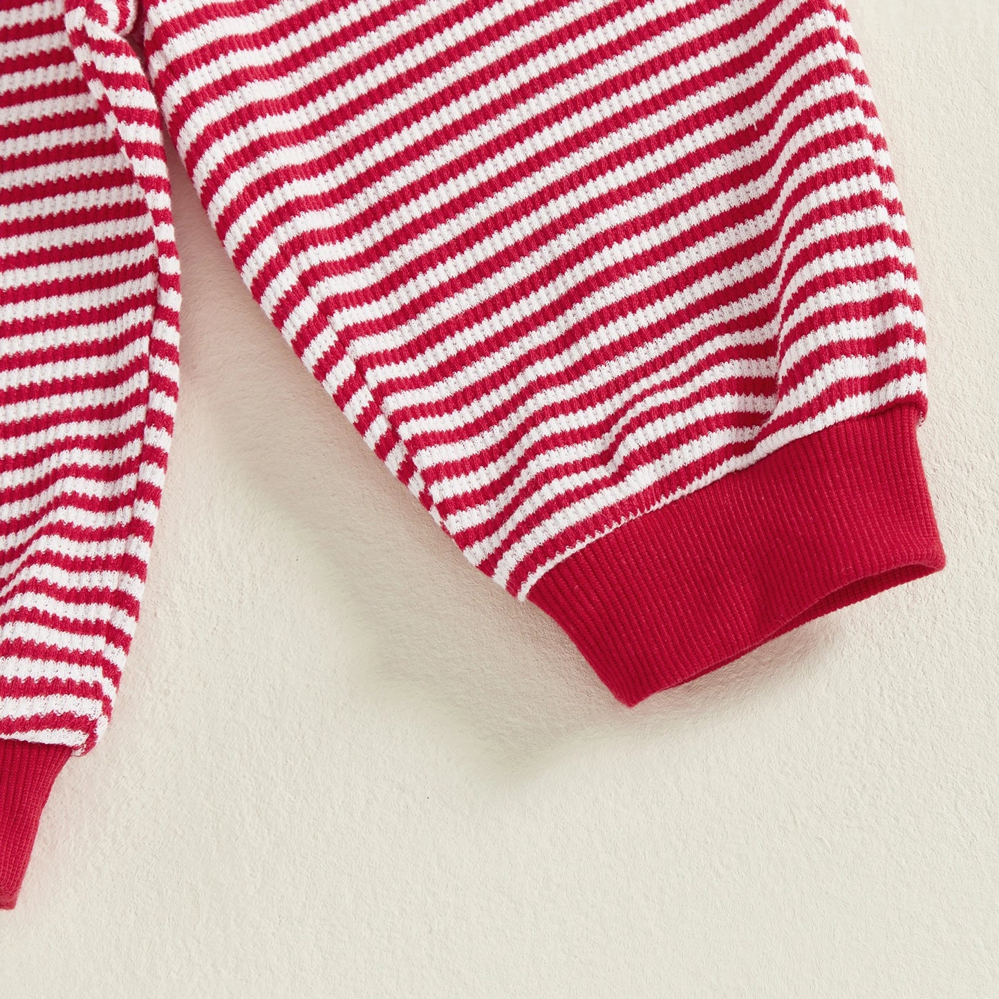 Baby Toddler Boys Girls 2Pcs Ho Ho Ho Christmas Striped Jogger Set Fashionable Long Sleeve Santa Claus Embroidery Pullover Top with Pants 2 Pcs Outfit