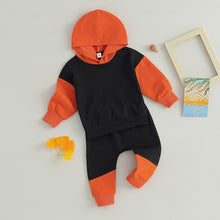 Load image into Gallery viewer, Baby Toddler Boy 2Pcs Outfits Contrast Color Long Sleeve Hoodie and Elastic Waist Pants
