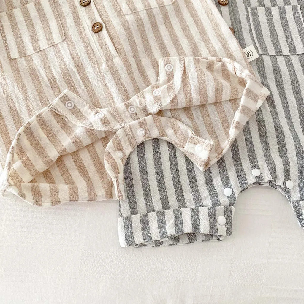 Boys Striped Linen Jumpsuit Romper