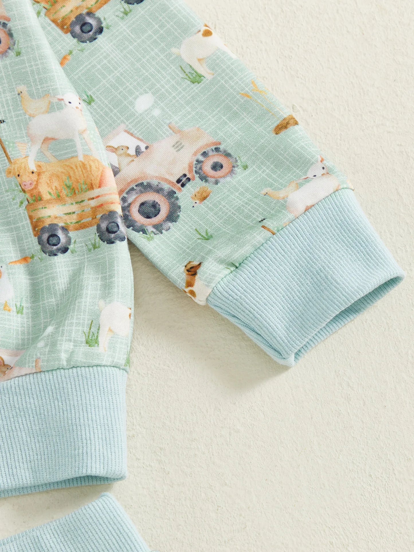 Baby Toddler Boys 2Pcs Fall Outfit Farm Animal/Tractor Print Long Sleeve Top and Elastic Pants 2Piece Clothes Jogger Set