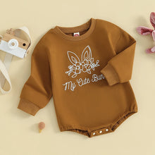 Load image into Gallery viewer, Baby Girls Boys Bubble Romper My Cute Bunny Rabbit Ear Flowers Easter Clothes Long Sleeve Bodysuit
