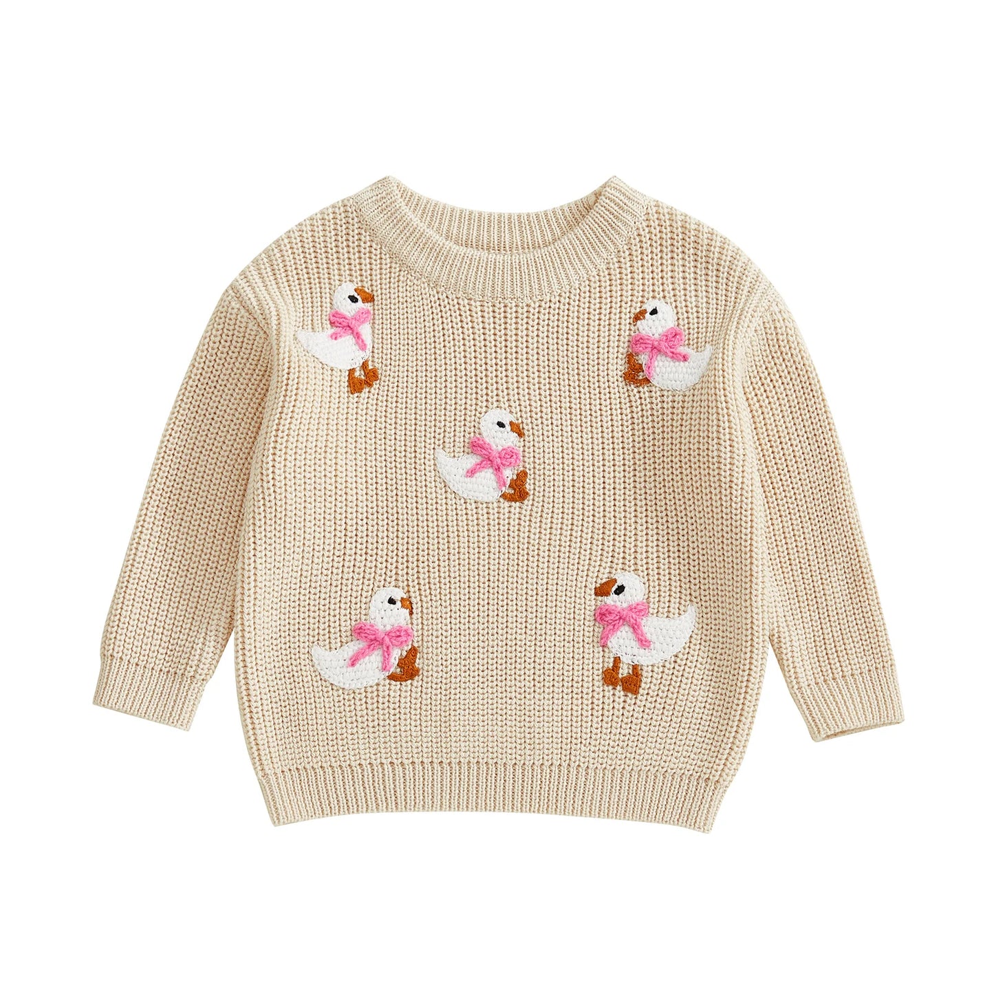 Baby Toddler Girls Sweater Long Sleeve Crew Neck Cute Duck Soft Warm Winter Sweater Clothes