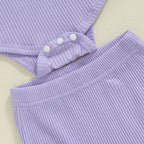Baby Girls 3Pcs Auntie's Bestie Ribbed Letter Print Long Sleeve Round Neck Ruffled Romper Pants Hair Band Outfit Set