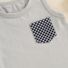 Load image into Gallery viewer, Baby Toddler Boys 2Pcs Sleeveless Tank Top with Pocket and Checkerboard Print Shorts Set Outfit
