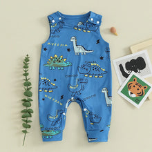 Load image into Gallery viewer, Baby Boys Summer Casual Jumpsuit Sleeveless Dinosaur Cartoon Print Button Romper
