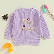 Load image into Gallery viewer, Baby Toddler Kids Girls Big Sister Autumn Winter Knit Sweater Long Sleeve O Neck Letter Embroidery Pullover Knitwear Top
