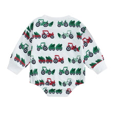 Load image into Gallery viewer, Baby Boy Girl Winter Romper Christmas Tractor Tree Print Long Sleeve Pocket Jumpsuit
