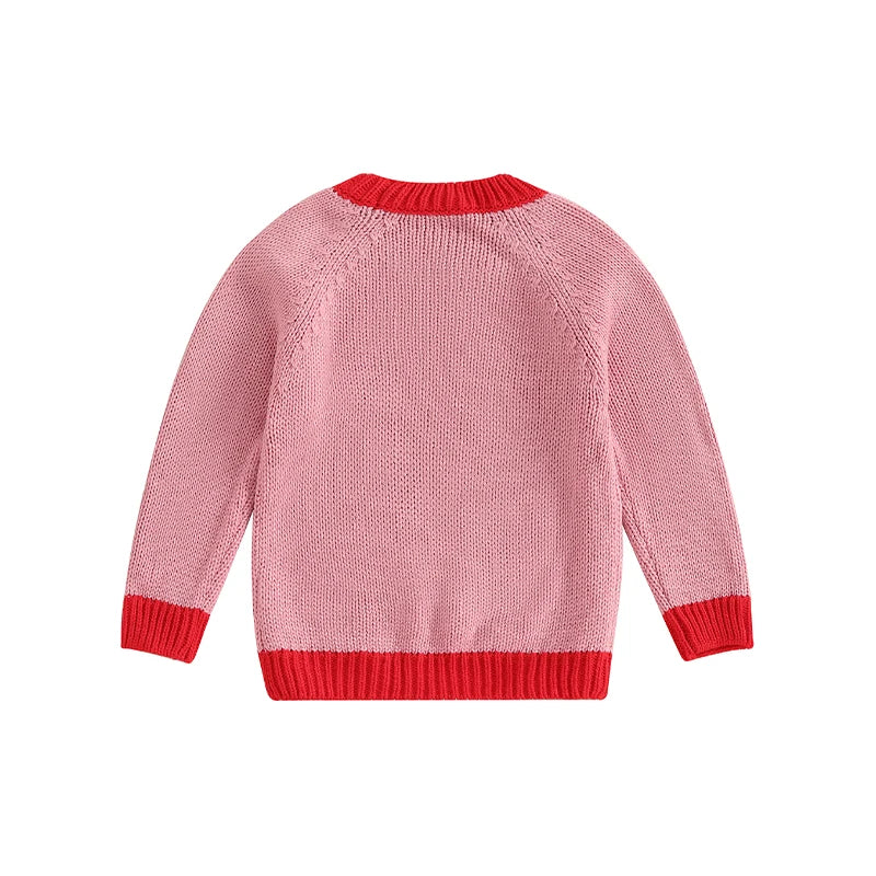 Baby Toddler Boys Girls Sweater Long Sleeve O-Neck Contrast Color Winter Warm Knit Pullover Top