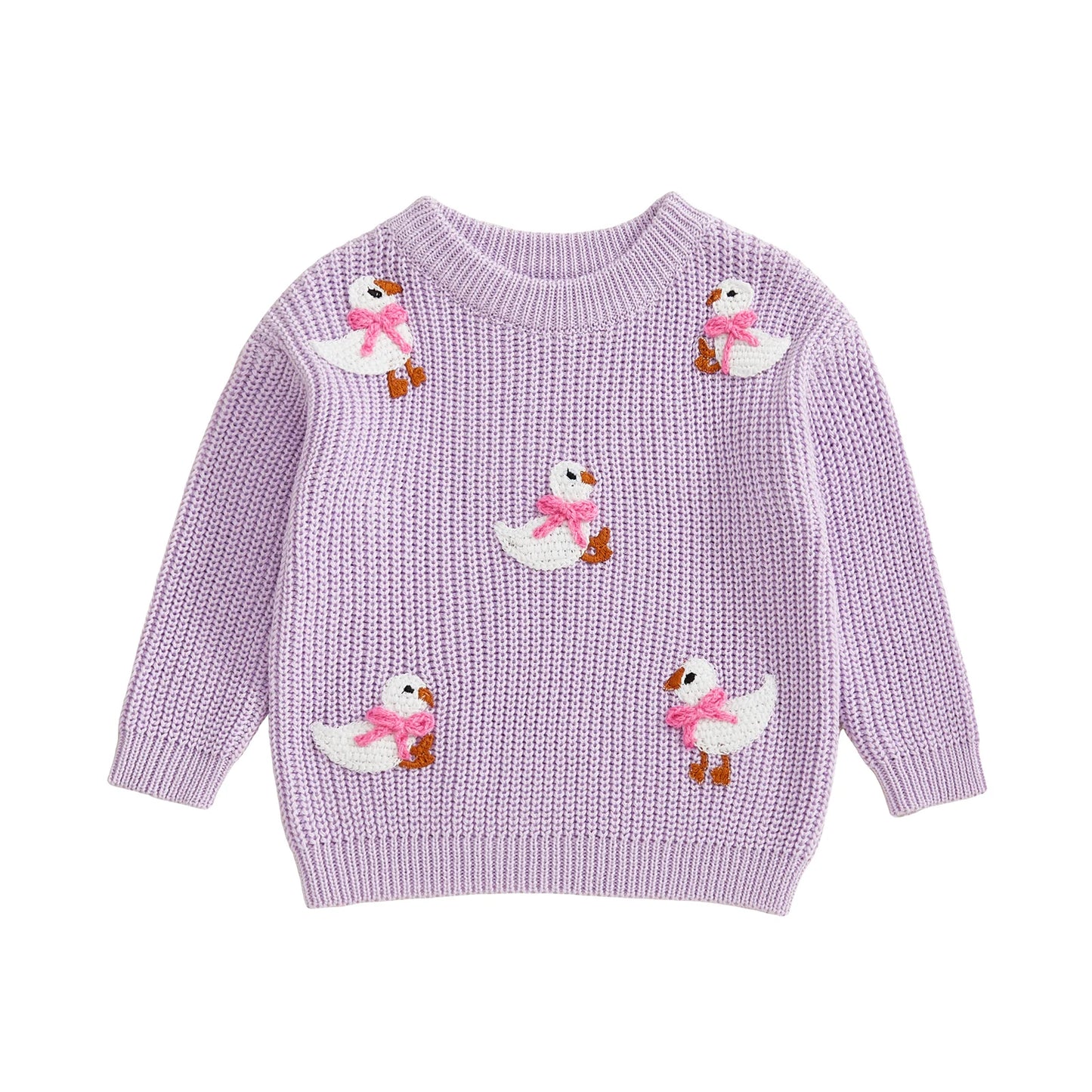 Baby Toddler Girls Sweater Long Sleeve Crew Neck Cute Duck Soft Warm Winter Sweater Clothes