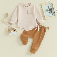 Load image into Gallery viewer, Toddler Baby Kids Boy Girl 2Pcs Clothes Solid Long Sleeve Pullover Top with Pocket Jogger Pant Set Fall Outfit
