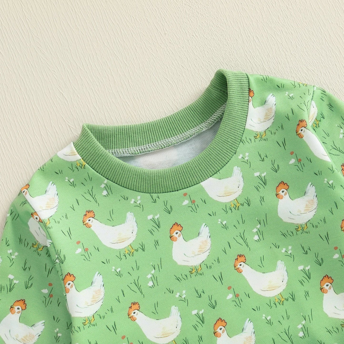 Baby Toddler Boys Girls 2Pcs Fall Outfit Long Sleeve Farm Chicken Print Top Jogger Pants Set