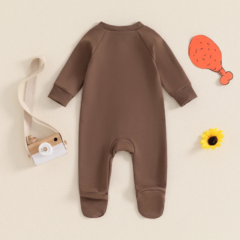 Baby Boys Girls Jumpsuit Long Sleeve Round Neck Romper Football Footie Bodysuit