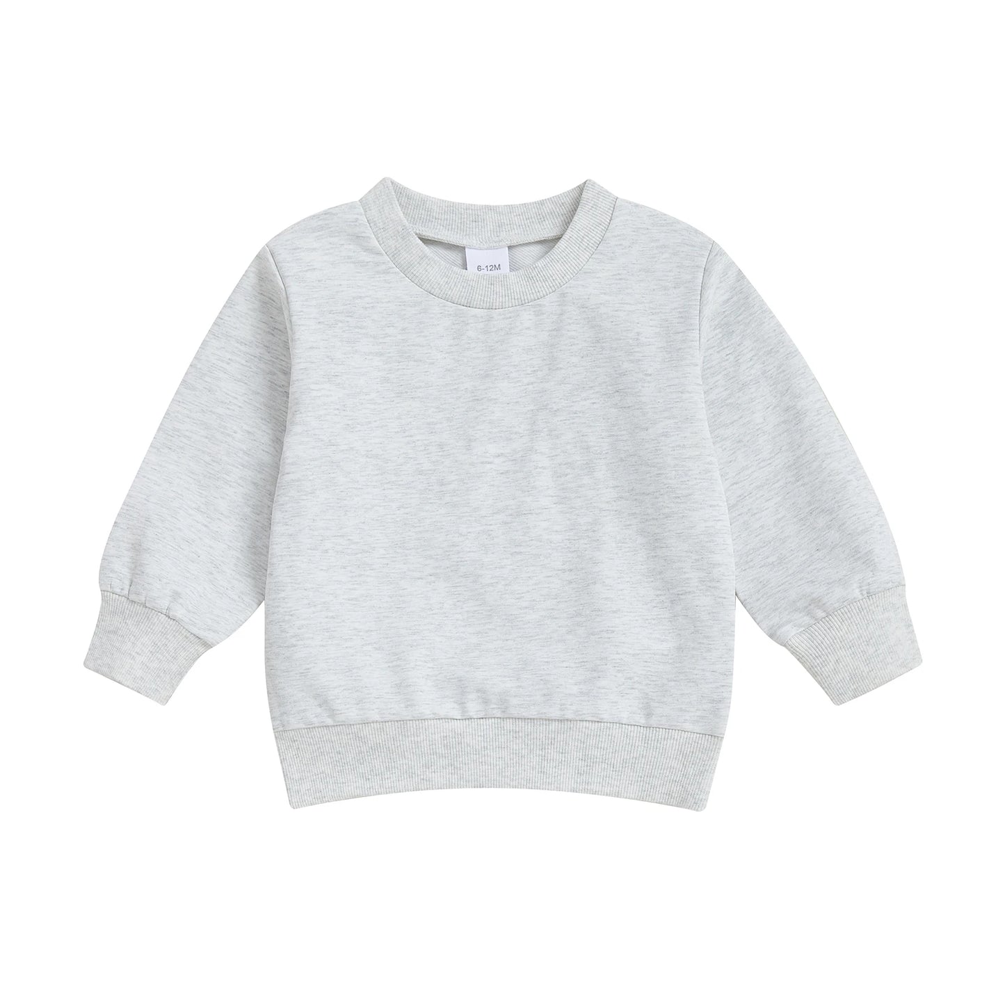 Baby Toddler Kids Boy Girl Solid Color Long Sleeve Round Neck Pullover Loose Top