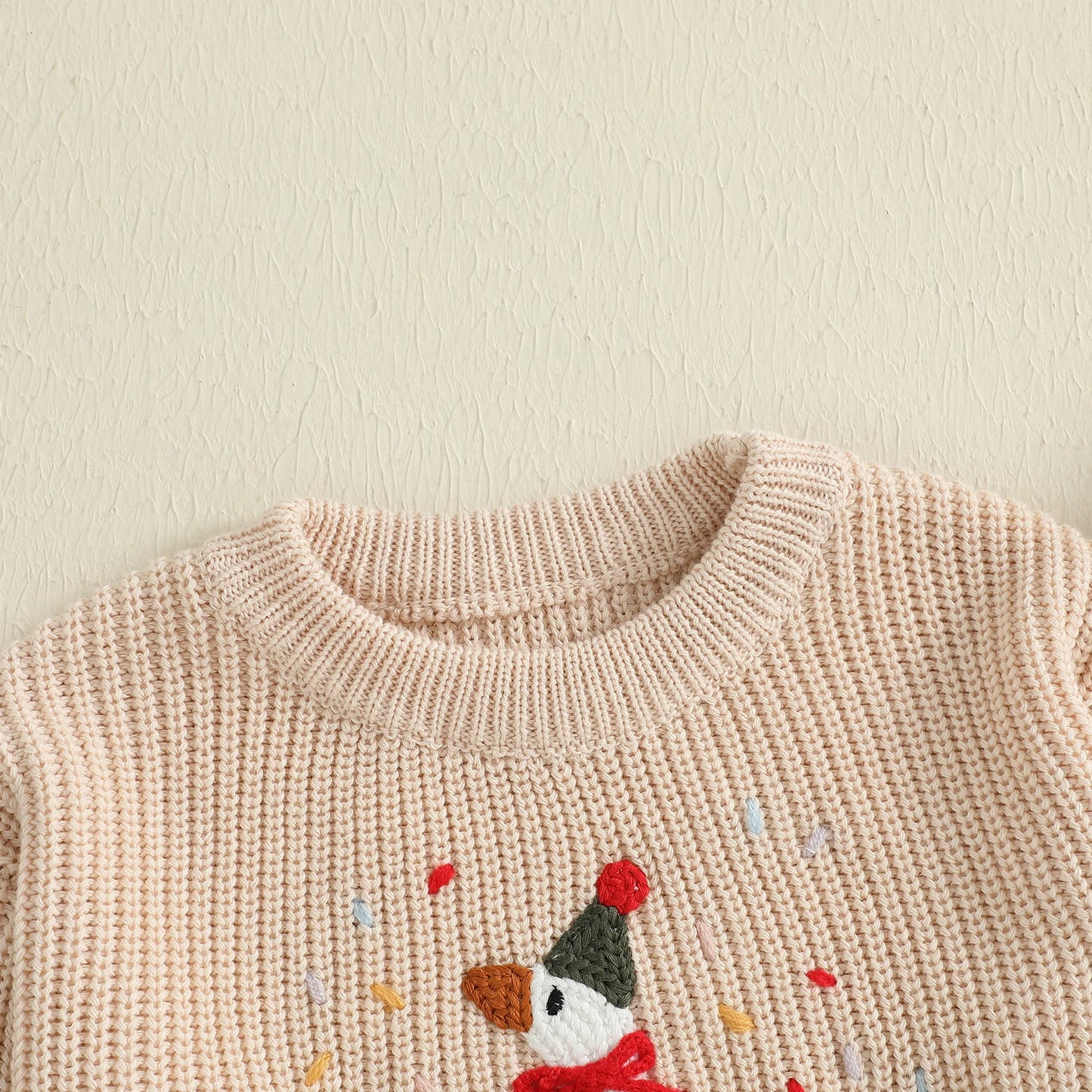 Baby Toddler Girls Boys Birthday Sweaters Long Sleeve Round Neck Silly Goose Party Hat Embroidery Pullover Fall Top