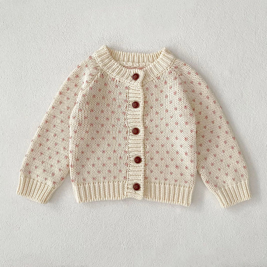 Baby Toddler Girl Sweater Cardigan Elegant Newborn Winter Kid Clothes Long Sleeve Knit Top Thick Warm Knitwear