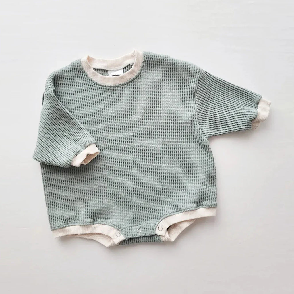 Oversize Solid Waffle Bodysuit Romper