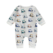 Load image into Gallery viewer, Baby Boys Girls Jumpsuit Long Sleeve Golf Cart Print Zipper Romper
