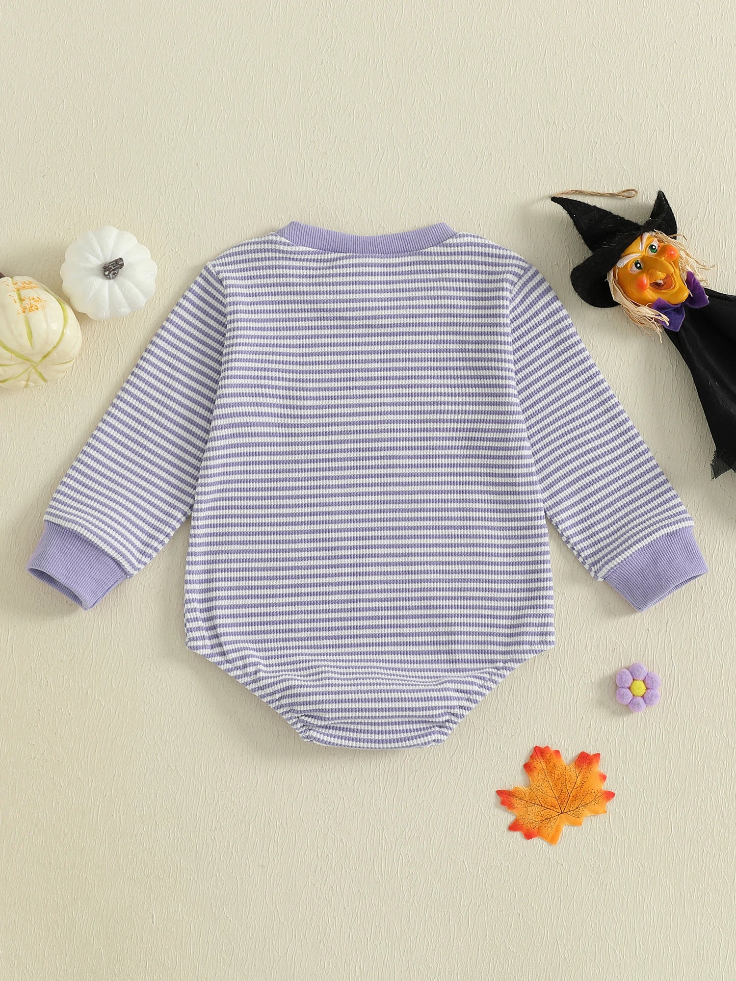 Baby Girls Boys Halloween Romper Long Sleeve Crew Neck Pumpkin Ghost Embroidery Bodysuit Fall
