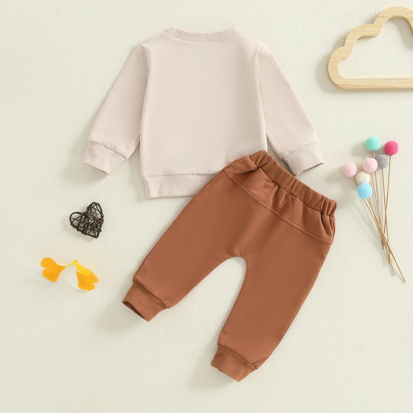 Baby Toddler Boys 2Pcs Jesus Loves Me Fall Outfit Letter Print Long Sleeve Top and Elastic Pants 2Piece Clothes Jogger Set